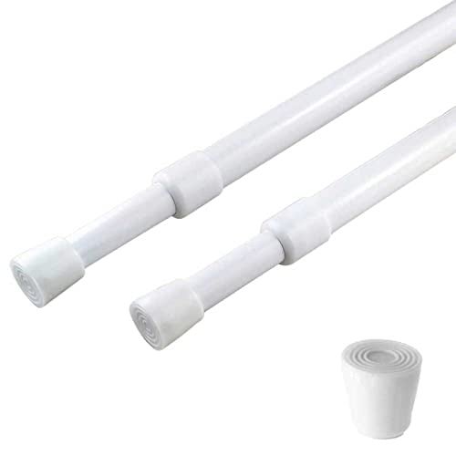 AIJIEGUANG 2 Pack Curtain Rod Adjustable 28-43 Inches，5/8" Diameter， White，Small Short Expandable Spring Loaded Tension Rods For Window, Bathroom, Cupboard,Kitchen - Image 1