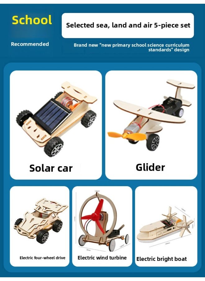Generic - Pupils' Science And Technology Making Small Inventions Kindergarten Handmade DIY Material Interesting Science Small Experiment Suit Children-Specifications:[individually Packed] Sea, Land And Air 5-piece Set ⭐ Free Coloring Set + Battery + Ppt Teaching Plan + Video - Image 1