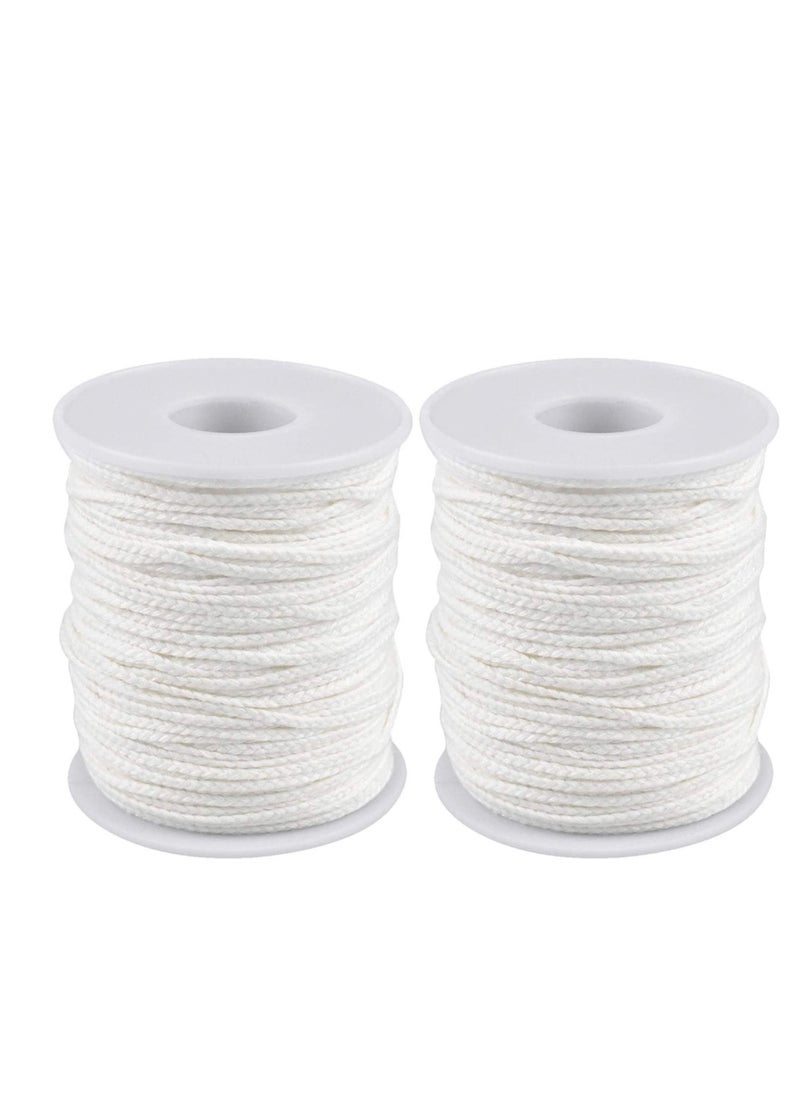 Candle Wick, 24 Ply Braided Cotton Wick Core Making Kit Low String Line Universal Spool Natural Material Handmade Supplies for DIY, 2 Rolls