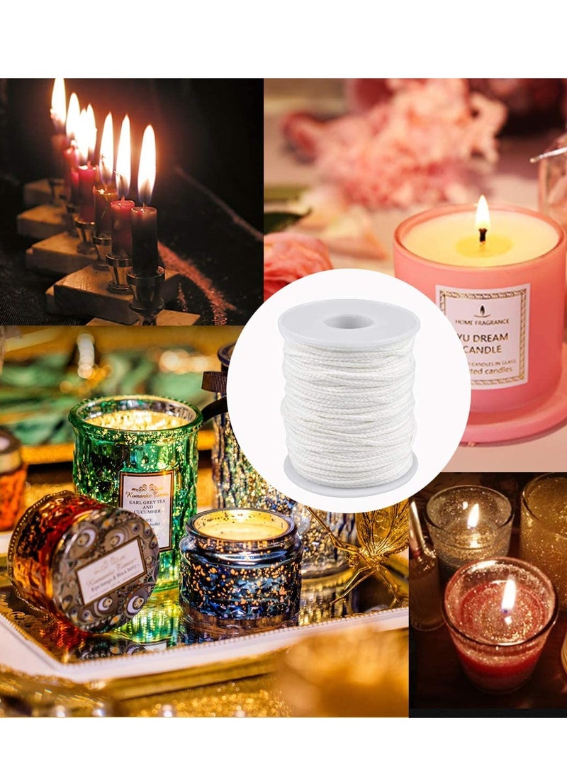 Candle Wick, 24 Ply Braided Cotton Wick Core Making Kit Low String Line Universal Spool Natural Material Handmade Supplies for DIY, 2 Rolls