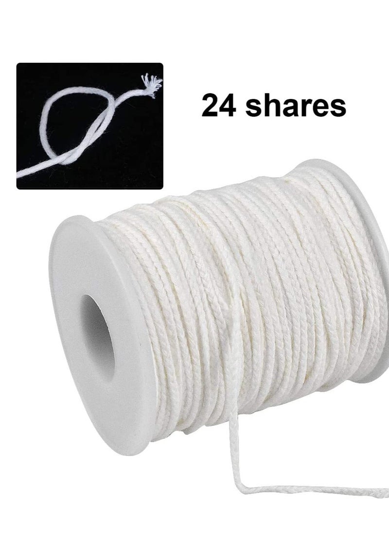 Candle Wick, 24 Ply Braided Cotton Wick Core Making Kit Low String Line Universal Spool Natural Material Handmade Supplies for DIY, 2 Rolls