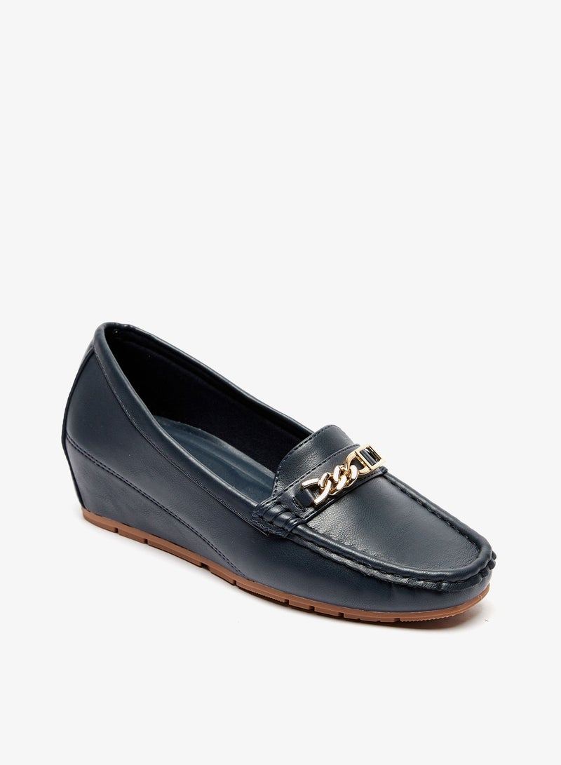 Womens Embellished Slip-On Shoes with Wedge Heels