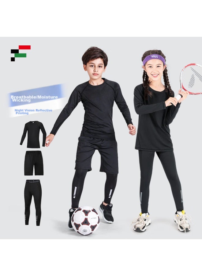 Fandimu Children's Sports Set, Youth Training Sportswear, Long-sleeve Undershirt, Elementary And Middle School Students' Running Outfit, Badminton Uniform - Image 1