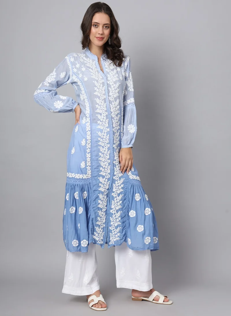 Alaya Women Hand Embroidered Chikankari Cotton Kurta-AL3888