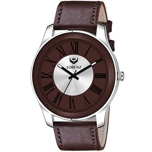 LORENZ Two Tone Dial & Brown Leather Strap Analogue Watch for Men | MK-404R - Image 1