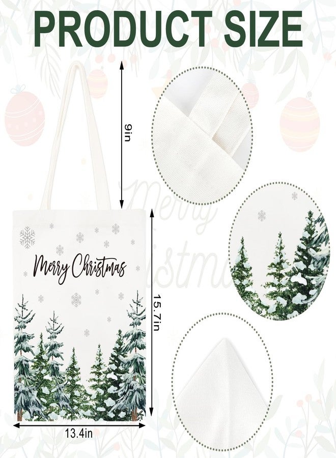 وولاين حقائب تسوق قماشية من والين، بتصميم شجرة عيد الميلاد المائية وندفة الثلج، حقيبة تسوق قابلة لإعادة الاستخدام، حقيبة هدايا شتوية لعيد الميلاد، حقيبة هدايا لتغليف وتخزين الهدايا - Image 2