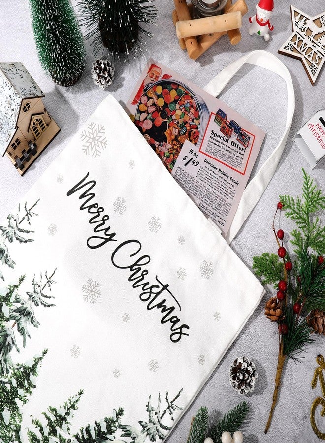 وولاين حقائب تسوق قماشية من والين، بتصميم شجرة عيد الميلاد المائية وندفة الثلج، حقيبة تسوق قابلة لإعادة الاستخدام، حقيبة هدايا شتوية لعيد الميلاد، حقيبة هدايا لتغليف وتخزين الهدايا - Image 3