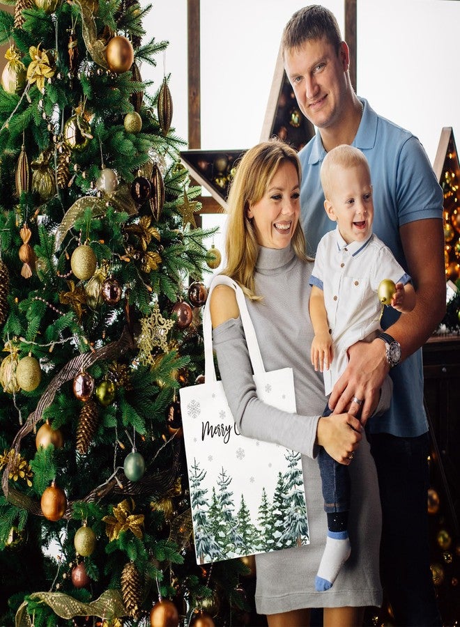 وولاين حقائب تسوق قماشية من والين، بتصميم شجرة عيد الميلاد المائية وندفة الثلج، حقيبة تسوق قابلة لإعادة الاستخدام، حقيبة هدايا شتوية لعيد الميلاد، حقيبة هدايا لتغليف وتخزين الهدايا - Image 4