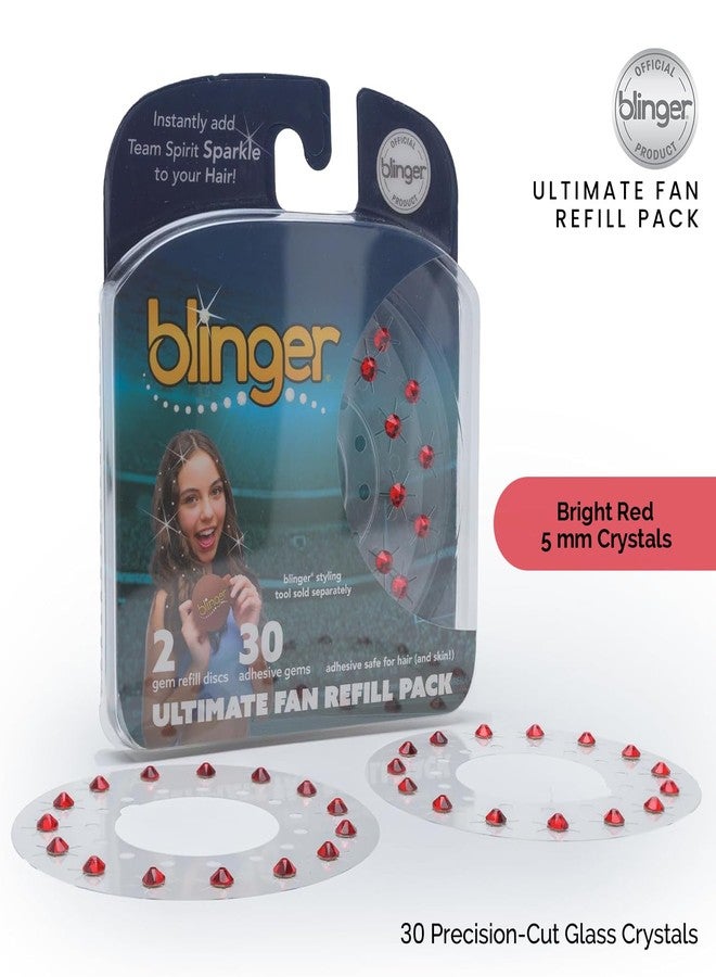 blinger® Ultimate Fan Refill Pack of 30 Dazzling Hair-Safe Gems - Bright Red - as seen on Shark Tank | Hair-Safe Bedazzler Gem Stamper for all the Sports Lovers | Fun Gift, Game Days, Sports - Image 2