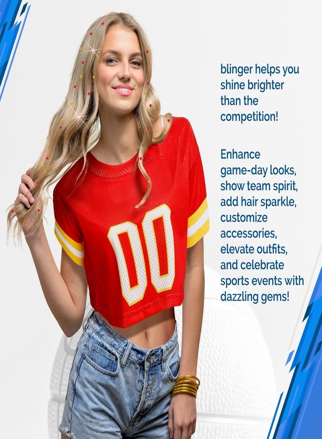 blinger® Ultimate Fan Refill Pack of 30 Dazzling Hair-Safe Gems - Bright Red - as seen on Shark Tank | Hair-Safe Bedazzler Gem Stamper for all the Sports Lovers | Fun Gift, Game Days, Sports - Image 5