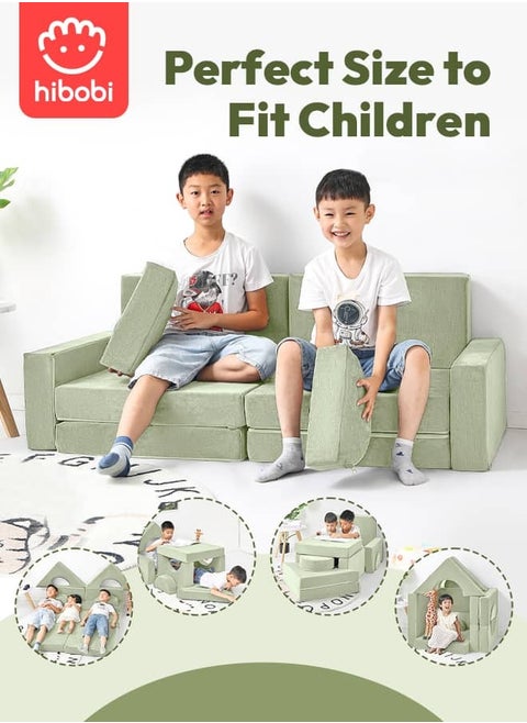 Kids' Building Block Magic Sofa - Compact Modular Couch with 14 Pieces for Creative Play and Fun, Soft and Safe, Versatile for Play and Relaxation