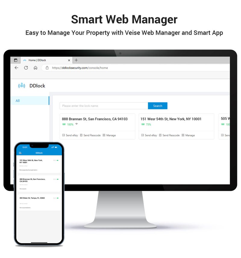 Veise قفل ذكي Veise RZ09، دخول بدون مفتاح 7 في 1 مع مجموعة مقبض، تحكم عبر التطبيق، قفل ميت ببصمة الإصبع للباب الأمامي، أقفال رقمية إلكترونية مع لوحة مفاتيح، أسود غير لامع - Image 5