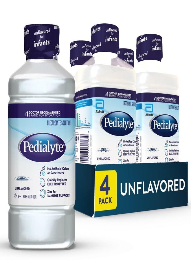 Pedialyte Electrolyte Drink, Hydration Drinks for Kids & Adults, Unflavored, 1 Liter, Pack of 4 - Image 1