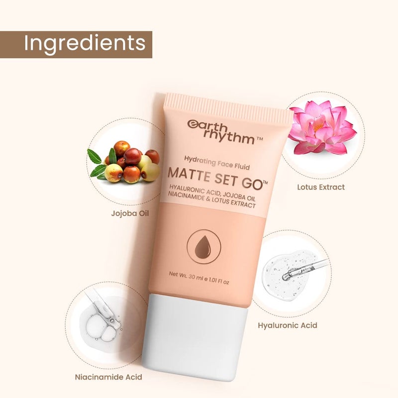 Earth Rhythm Earth Rhythm Matte Set Go Foundation with SPF 30 Pa  Hyaluronic Acid Niacinamide Acid Jojoba Oil  Lotus Extract  Smooth Finish Sun Protect  super Hydrating  Cult Caramel  30ml - Image 2