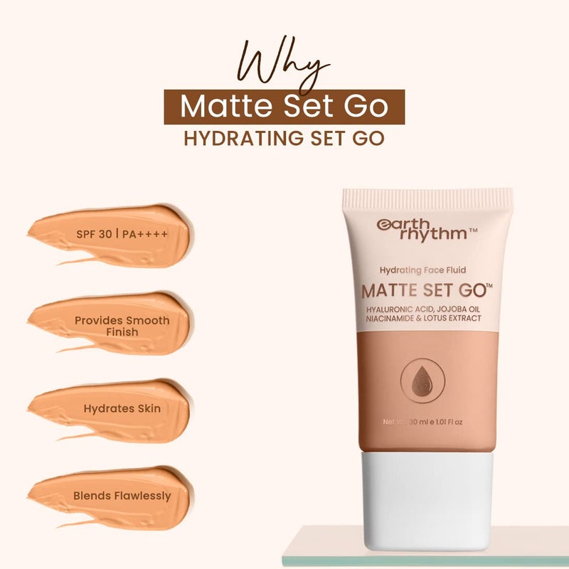 Earth Rhythm Earth Rhythm Matte Set Go Foundation with SPF 30 Pa  Hyaluronic Acid Niacinamide Acid Jojoba Oil  Lotus Extract  Smooth Finish Sun Protect  super Hydrating  Cult Caramel  30ml - Image 3