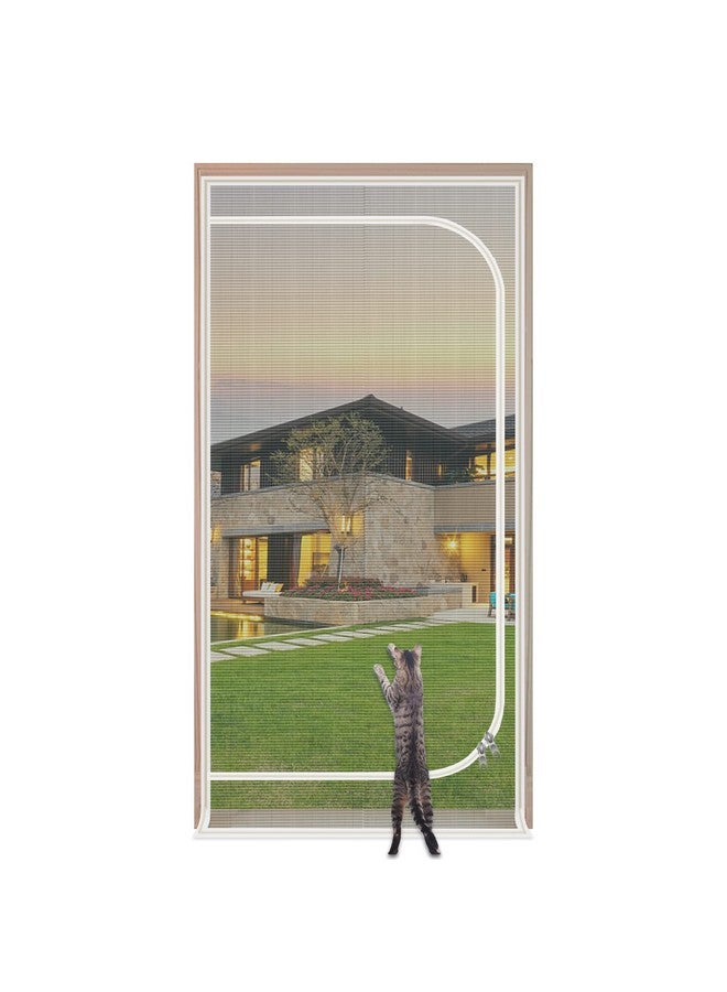 QWR Upgraded Pet Screen Door,Fits Door Size 30''x 80'',Thickened Cat Resistant Mesh Screen Door for Living Room,Kitchen,Bedroom,Cat Proof Screen with Zipper Closure. - Image 1