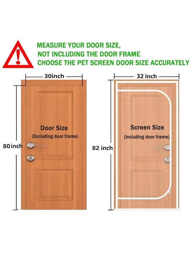 QWR Upgraded Pet Screen Door,Fits Door Size 30''x 80'',Thickened Cat Resistant Mesh Screen Door for Living Room,Kitchen,Bedroom,Cat Proof Screen with Zipper Closure. - Image 2
