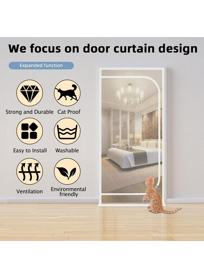 QWR Upgraded Pet Screen Door,Fits Door Size 30''x 80'',Thickened Cat Resistant Mesh Screen Door for Living Room,Kitchen,Bedroom,Cat Proof Screen with Zipper Closure. - Image 4