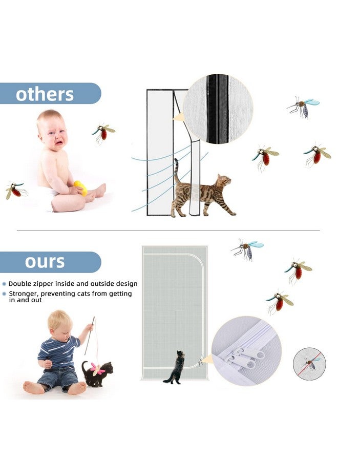 QWR Upgraded Pet Screen Door,Fits Door Size 30''x 80'',Thickened Cat Resistant Mesh Screen Door for Living Room,Kitchen,Bedroom,Cat Proof Screen with Zipper Closure. - Image 5