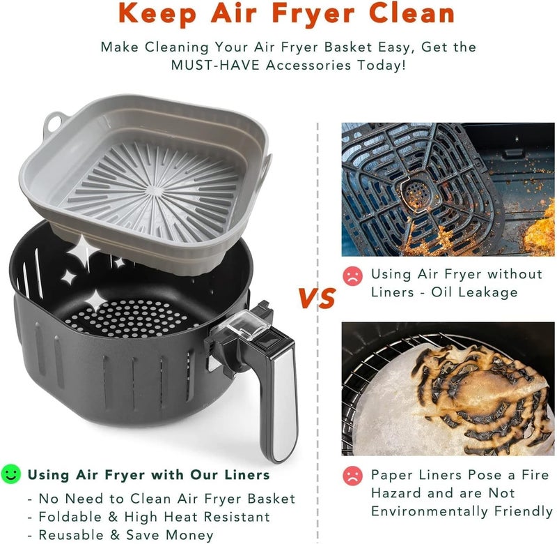 2 Pack Air Fryer Liners,Silicone Airfryer Liners,Air Fryer Accessories,Reusable Baking Tray Oven Accessories,Replacement of Flammable Parchment Paper - Image 5