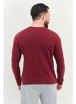 KANGOL Men Crew Neck Long Sleeves Plain T-Shirt, Maroon  - Image 3