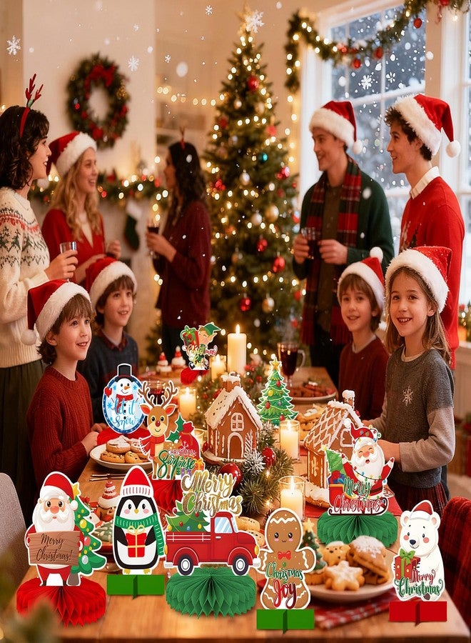 Paezm 10 Pcs Christmas Honeycomb Centerpieces - Xmas Holiday Honeycomb Table Toppers for Dining Table, Classroom, Office, and Home Décor - Image 5