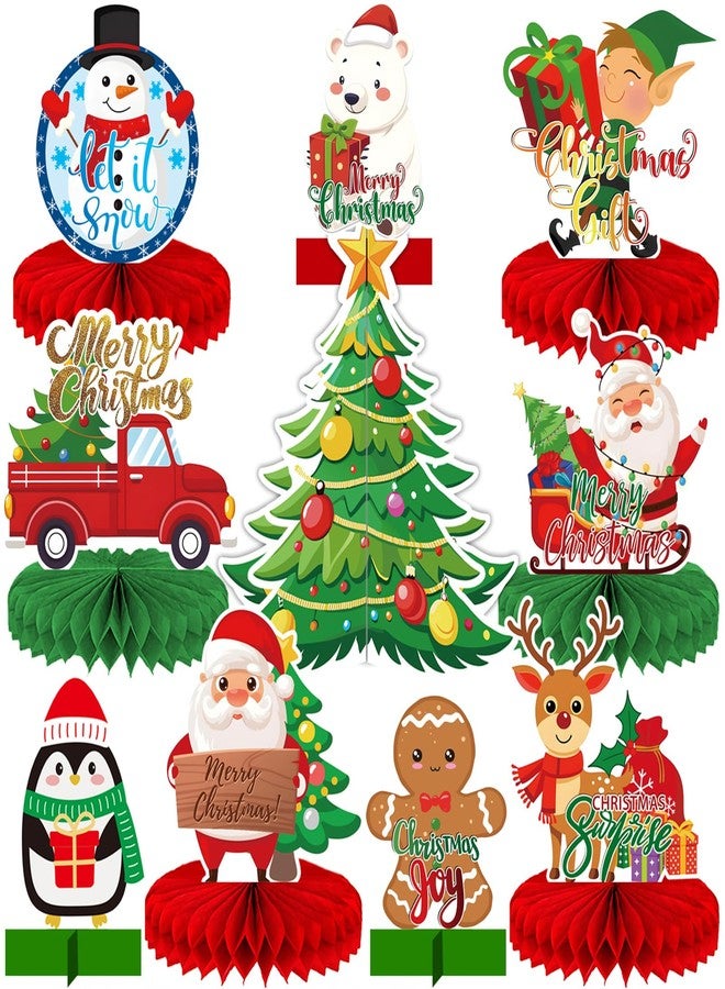 Paezm 10 Pcs Christmas Honeycomb Centerpieces - Xmas Holiday Honeycomb Table Toppers for Dining Table, Classroom, Office, and Home Décor - Image 1