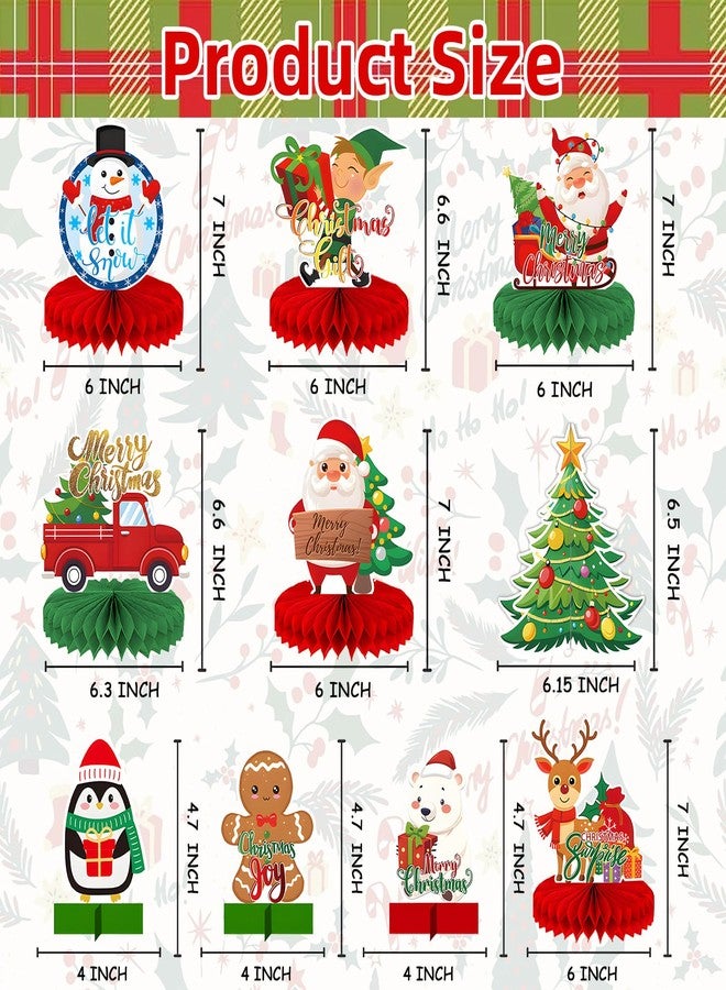 Paezm 10 Pcs Christmas Honeycomb Centerpieces - Xmas Holiday Honeycomb Table Toppers for Dining Table, Classroom, Office, and Home Décor - Image 2