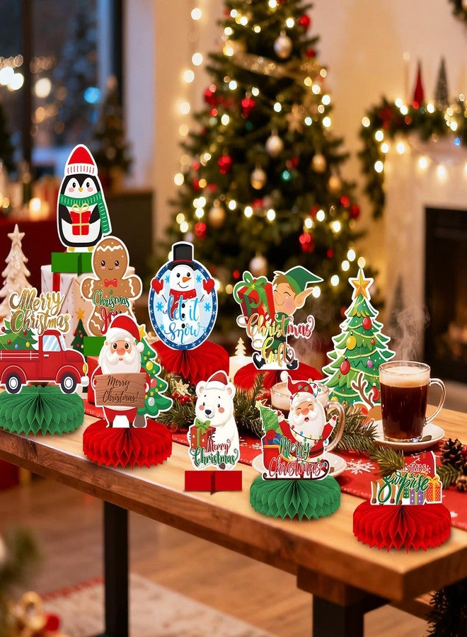 Paezm 10 Pcs Christmas Honeycomb Centerpieces - Xmas Holiday Honeycomb Table Toppers for Dining Table, Classroom, Office, and Home Décor - Image 4