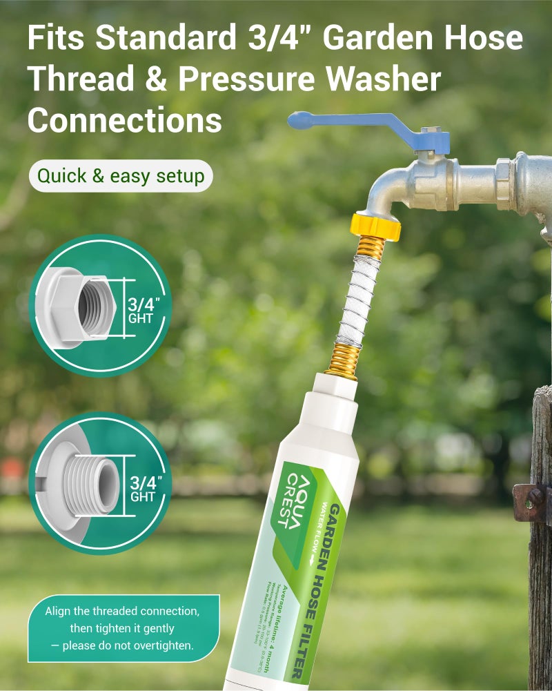 AQUACREST Garden Hose Water Filter for Plants, Greatly Reduces Chlorine, Odor, Improve Plants Health, Ideal for Organic Gardening, Farming and Pets, with Hose Protector - Image 4