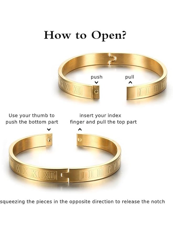 Bukela 3Pcs Stainless Steel Bracelets for Men Roman Numeral Bangle Bracelet Adjustable Cuff Twisted Cable Mens Luxury Bracelets Jewelry Gifts - Image 4