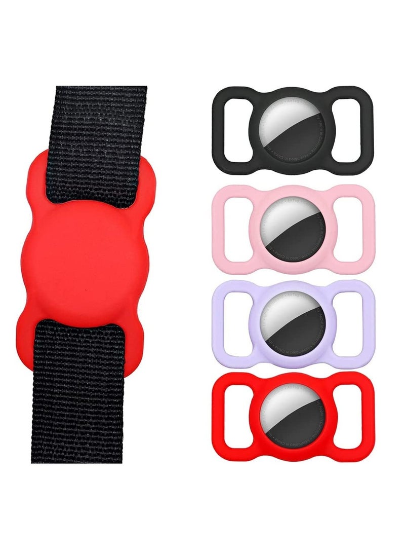 KASTWAVE Airtag Dog Collar Holder for Apple Airtags Anti Lost Air Tag Holder Case Compatible with Cat Dog Collars Silicone AirTags Accessories 4 Pack - Image 1