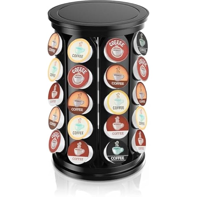 rayihni MaxEma Coffee Capsule Holder  40Pcs Rotating Coffee Pod Holder Stand 360 Rotating Coffee Capsules Organizer For All Types Of Coffee Pods  SpaceSaving Coffee Station Organizer Black - Image 1