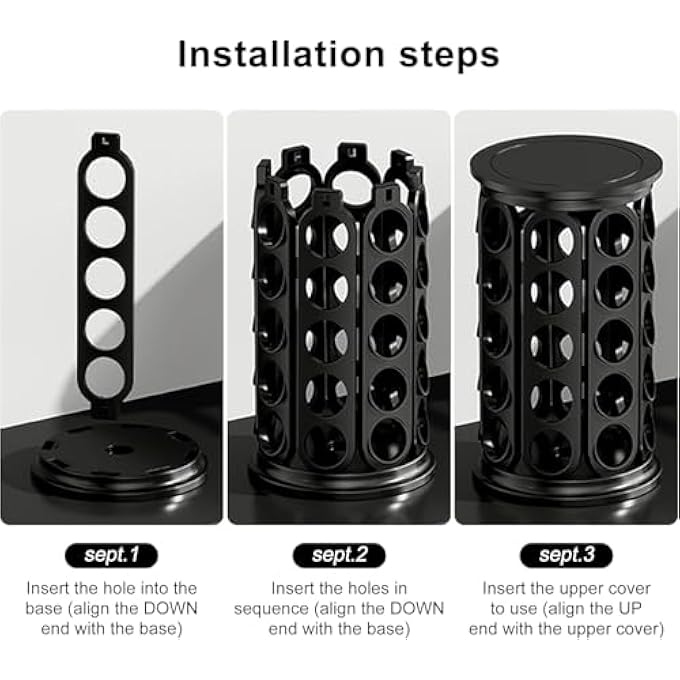 rayihni MaxEma Coffee Capsule Holder  40Pcs Rotating Coffee Pod Holder Stand 360 Rotating Coffee Capsules Organizer For All Types Of Coffee Pods  SpaceSaving Coffee Station Organizer Black - Image 2