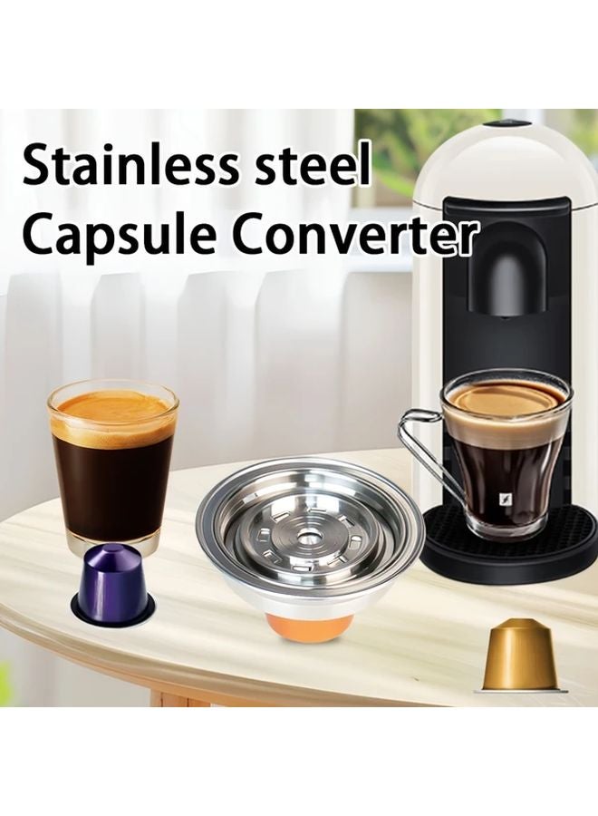 محول فيرتورو القابل لإعادة الاستخدام كبسولة القهوة من الفولاذ المقاوم للصدأ مع 4 ملصقات - Image 2