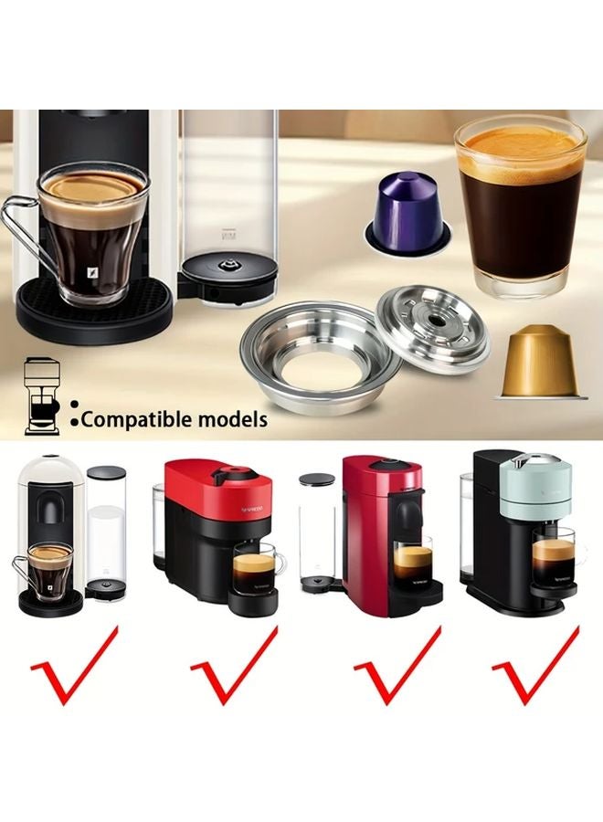 محول فيرتورو القابل لإعادة الاستخدام كبسولة القهوة من الفولاذ المقاوم للصدأ مع 4 ملصقات - Image 3