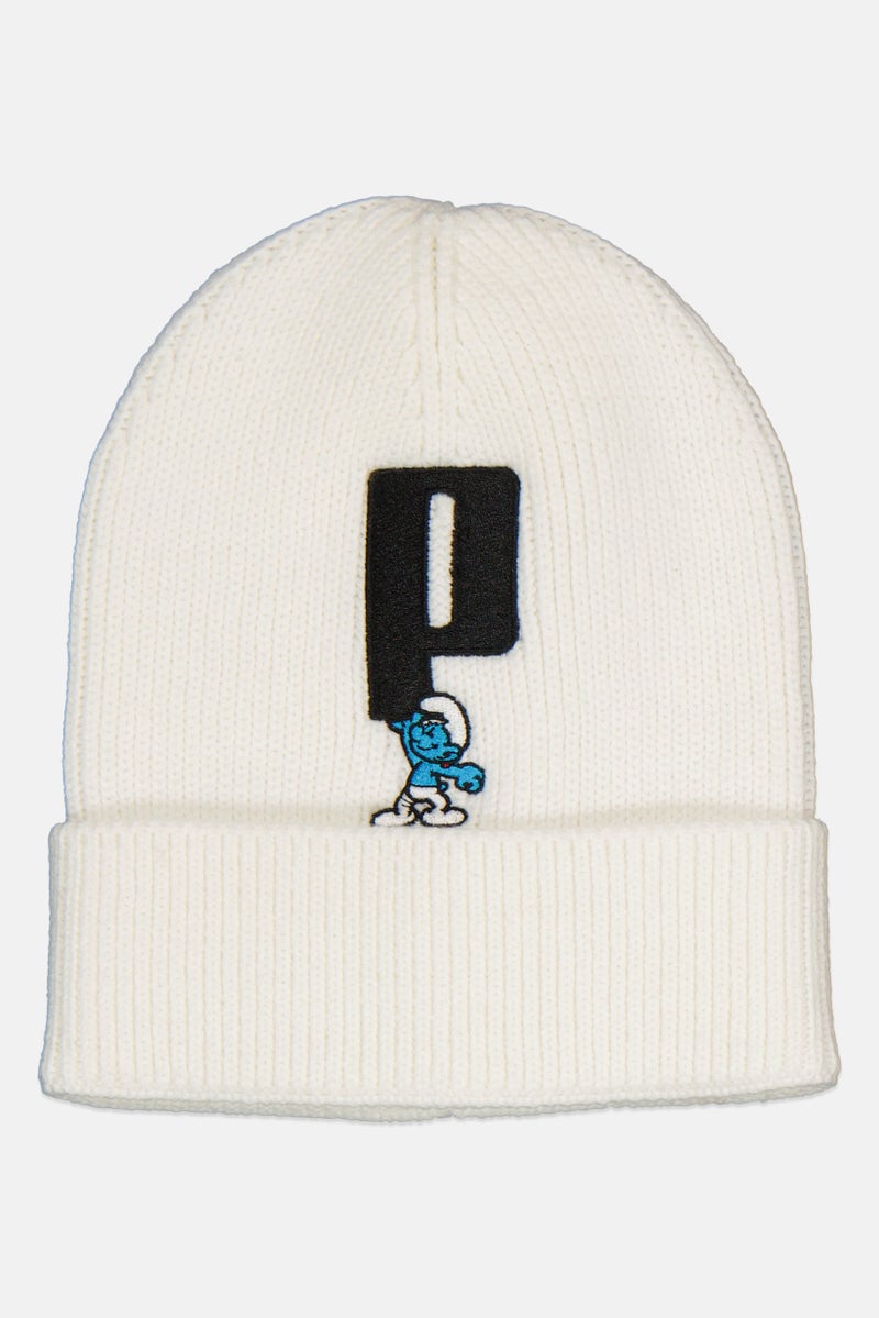 PUMA Puma x The Smurfs Women Knitted Beanie Hat, Off White - Image 1