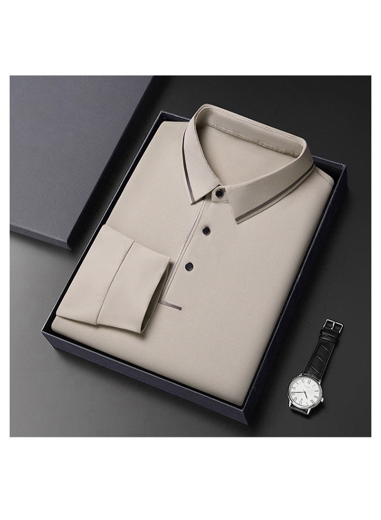 Men's Long Sleeve  Polo Shirt Casual Turn-down Collar Versatile Autumn Fashion T-shirt for Middle-aged And Older  - Image 2
