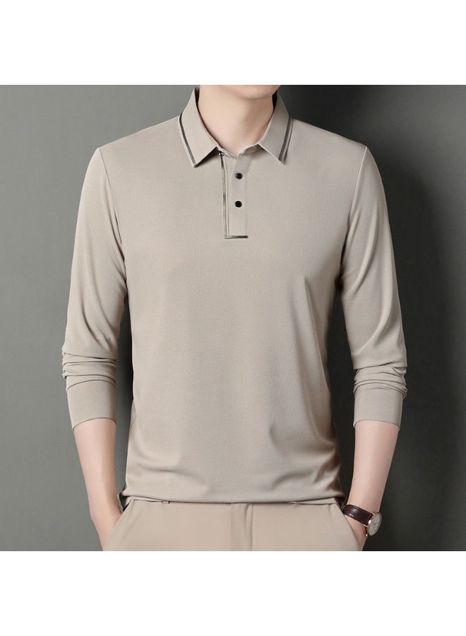 Men's Long Sleeve  Polo Shirt Casual Turn-down Collar Versatile Autumn Fashion T-shirt for Middle-aged And Older  - Image 1