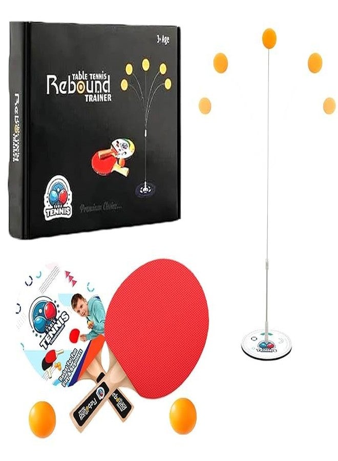 VELLOREX Table Tennis Trainer Toys for Kids & Adults | Rebound Rackets and Balls Base Training Practice Set | Outdoor Indoor Games for Boys & Girls (T.Tennis_Black Box_MTL) - Image 1