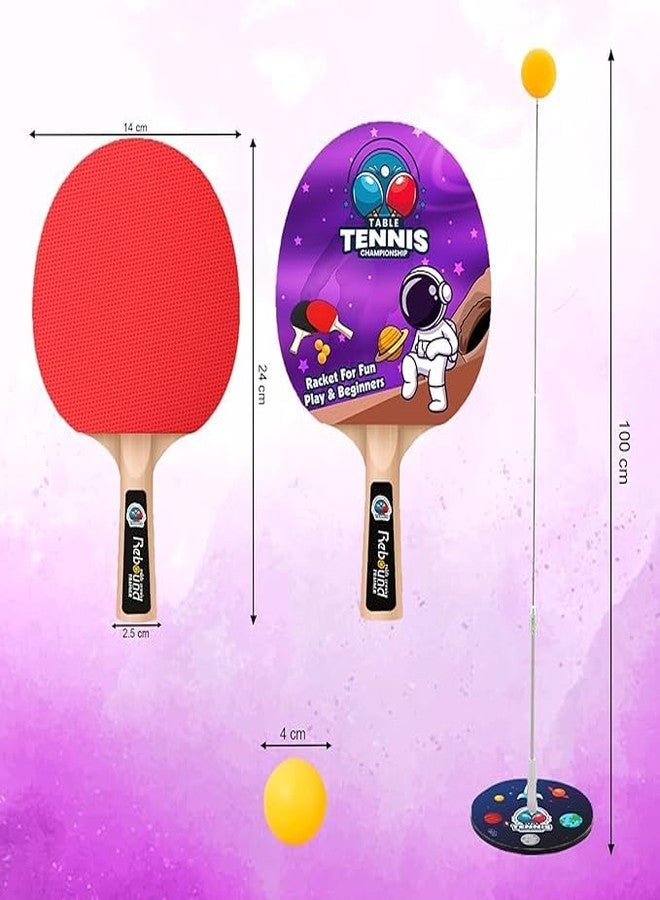 VELLOREX Table Tennis Trainer Toys for Kids & Adults | Rebound Rackets and Balls Base Training Practice Set | Outdoor Indoor Games for Boys & Girls (T.Tennis_Black Box_MTL) - Image 3