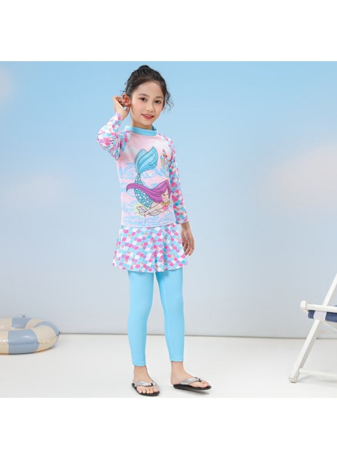 Children's Diving Suit Girls' Split Swimsuit Unicorn Mermaid Long Sleeve Swimsuit Sunscreen Swimsuit For Children