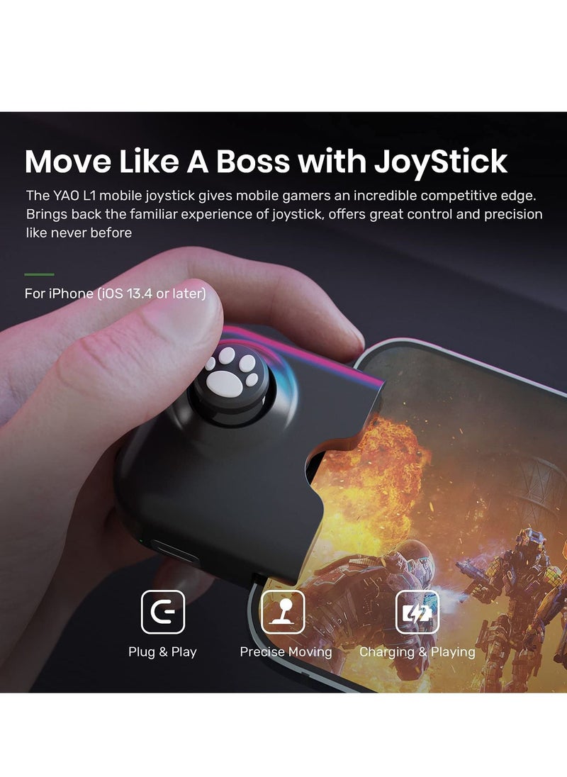 Y&D For Yao L1 PRO Mobile Game Controller Joystick for iPhone (iOS 13.4 or Later, iOS Games), Gaming Gamepad Compatible with PUBGG Mobile, Call of Duty Mobile(CODM), Genshin Impact (Black)  - Image 2