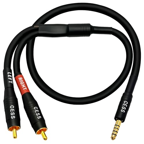 CNCESS CESS-262 4.4mm Balanced Male to 2 RCA Audio Cable – 24 Inch Shielded Hi-Fi Interconnect for DAC, Amplifier, Music Player – Gold-Plated Connectors - Image 4