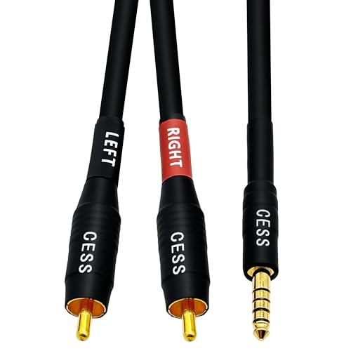 CNCESS CESS-262 4.4mm Balanced Male to 2 RCA Audio Cable – 24 Inch Shielded Hi-Fi Interconnect for DAC, Amplifier, Music Player – Gold-Plated Connectors - Image 5
