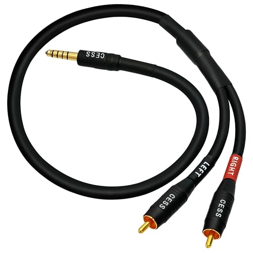CNCESS CESS-262 4.4mm Balanced Male to 2 RCA Audio Cable – 24 Inch Shielded Hi-Fi Interconnect for DAC, Amplifier, Music Player – Gold-Plated Connectors - Image 1