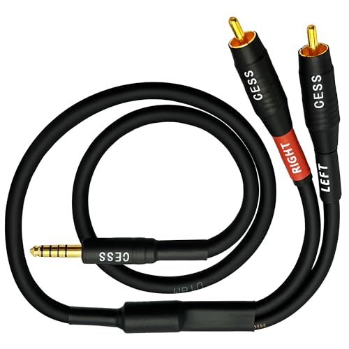 CNCESS CESS-262 4.4mm Balanced Male to 2 RCA Audio Cable – 24 Inch Shielded Hi-Fi Interconnect for DAC, Amplifier, Music Player – Gold-Plated Connectors - Image 3