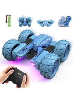 Swift Remote Control Car 4WD 2.4 GHz Electric Race Stunt Car 360 Double Side Flips RC Car 1:20 High Speed Off-Road Vehicle Radio Controlled Racing Car for Boys & Girls, Blue  - Image 1