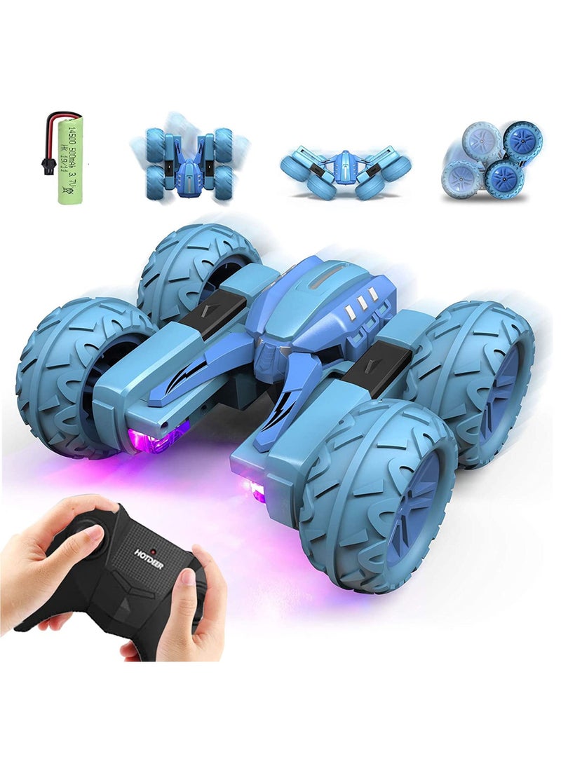 Swift Remote Control Car 4WD 2.4 GHz Electric Race Stunt Car 360 Double Side Flips RC Car 1:20 High Speed Off-Road Vehicle Radio Controlled Racing Car for Boys & Girls, Blue  - Image 1