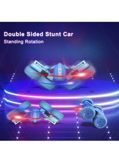 Swift Remote Control Car 4WD 2.4 GHz Electric Race Stunt Car 360 Double Side Flips RC Car 1:20 High Speed Off-Road Vehicle Radio Controlled Racing Car for Boys & Girls, Blue  - Image 3